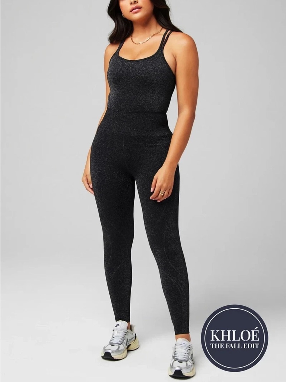 Fabletics Black Sparkle Seamless Lurex Jumpsuit Size XL